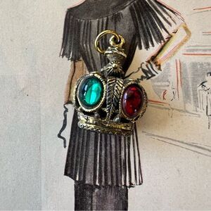 Vintage Elegant Crown Czech with Red and Green Accent stones